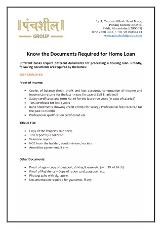 Know the Documents Required for Home Loan