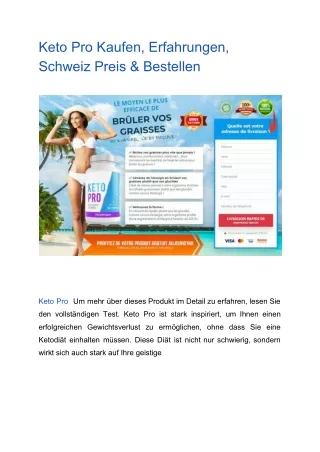 Keto Pro Kaufen, Erfahrungen, Schweiz Preis & Bestellen