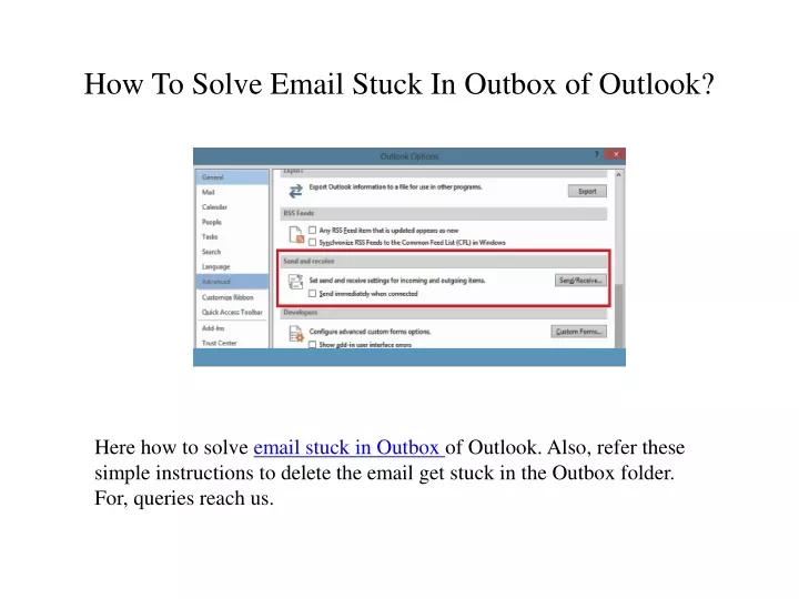 how to solve email stuck in outbox of outlook