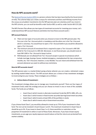 how do nps accounts work the national pension
