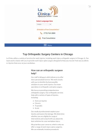 Orthopedic Surgery Centers in Chicago