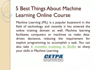 5 Best Things About Machine Learning Online Course