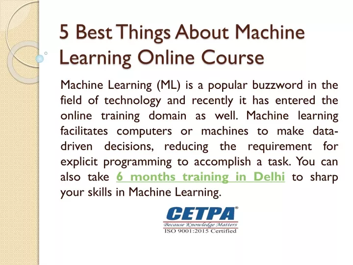 5 best things about machine learning online course