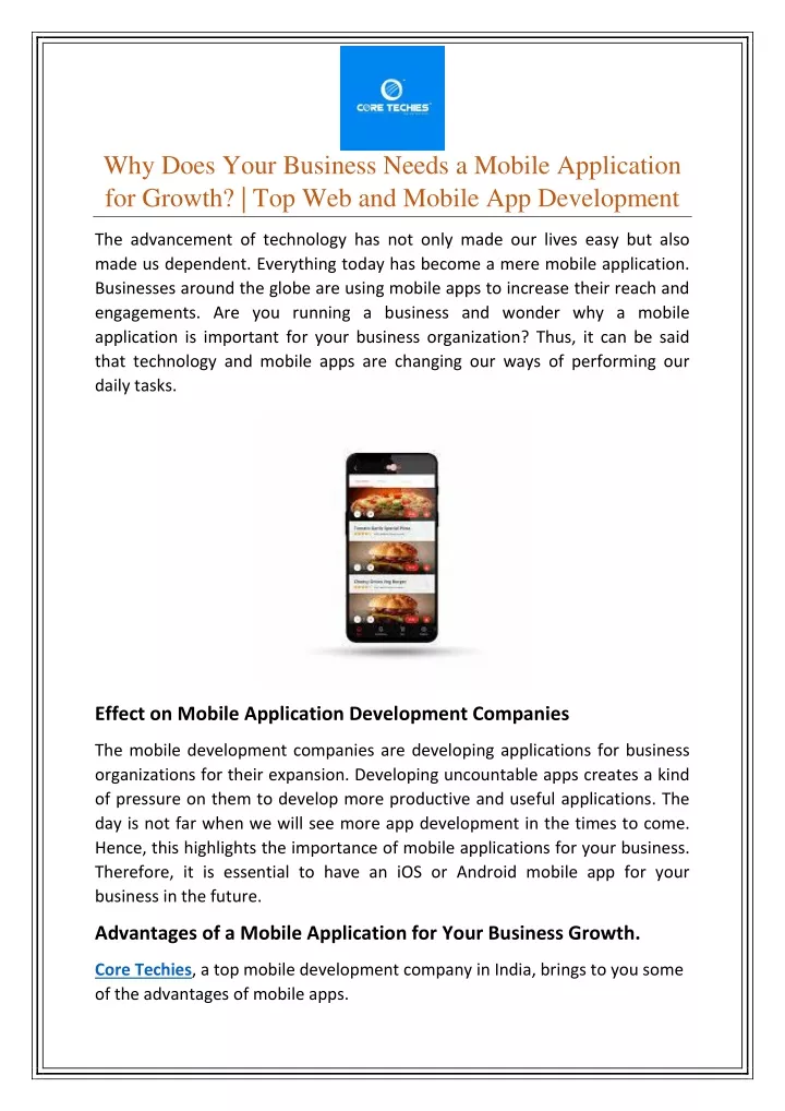 why does your business needs a mobile application