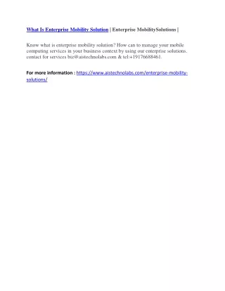 what is enterprise mobility solution enterprise