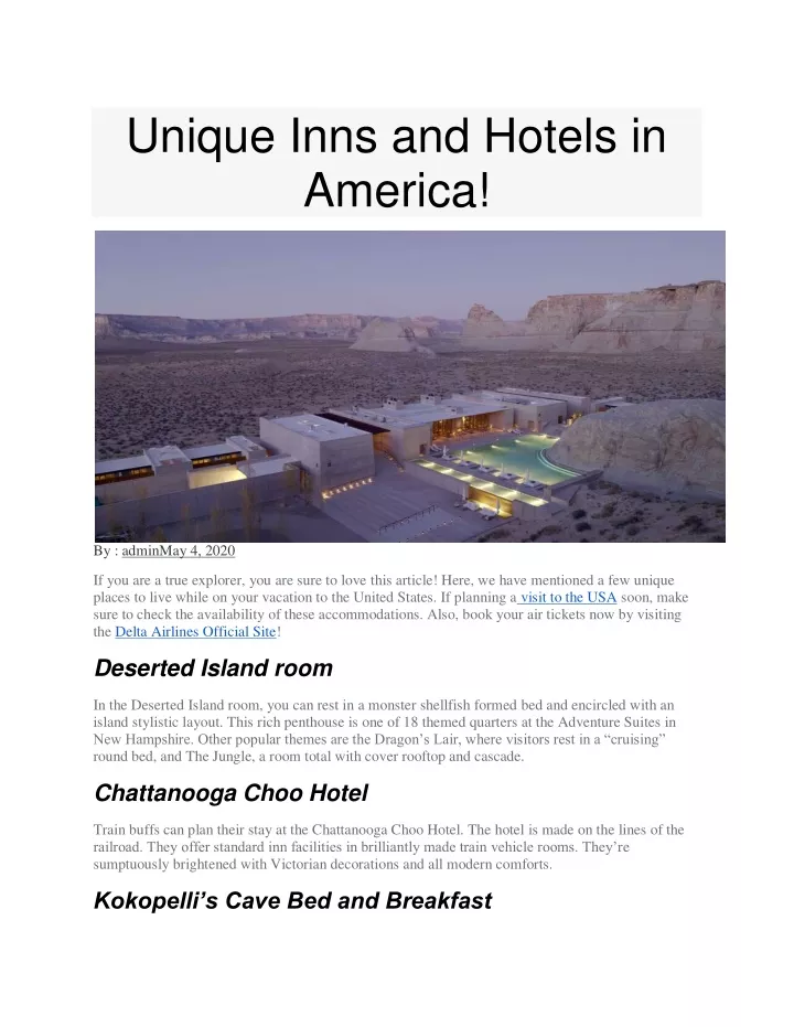 unique inns and hotels in america