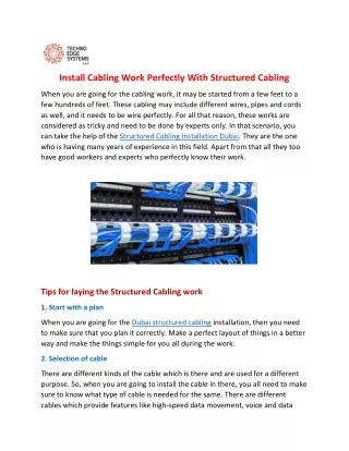 install cabling work perfectly with structured