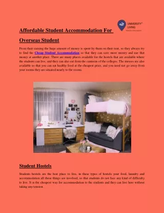 affordable student accommodation for