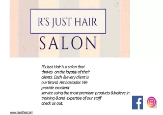 Hair Salon Menu by R's Just Hair Salon New Delhi