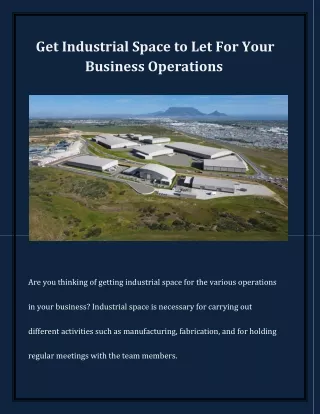 Get Industrial Space to Let For Your Business Operations