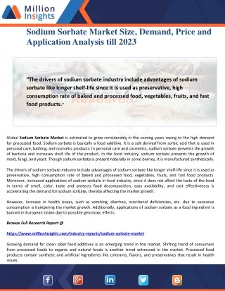 sodium sorbate market size demand price