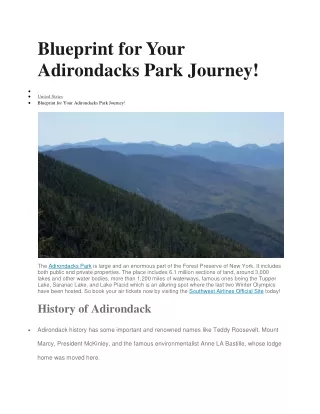 Blueprint for Your Adirondacks Park Journey!