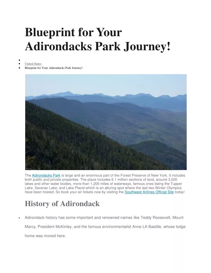blueprint for your adirondacks park journey