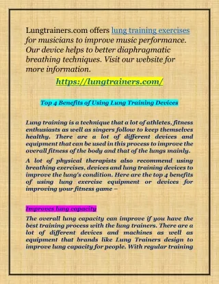 lungtrainers com offers lung training exercises