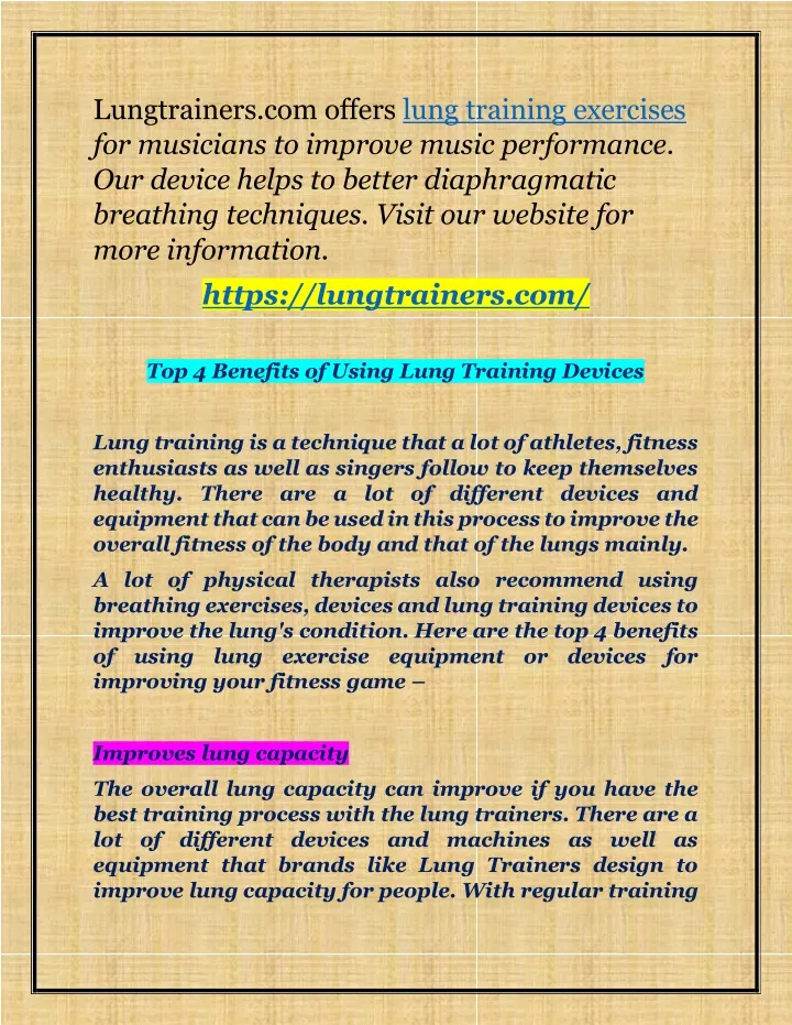 lungtrainers com offers lung training exercises