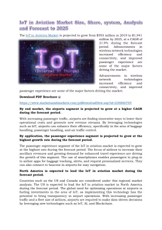 the iot in aviation market is projected to grow