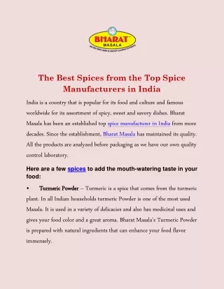 the best spices from the top spice manufacturers