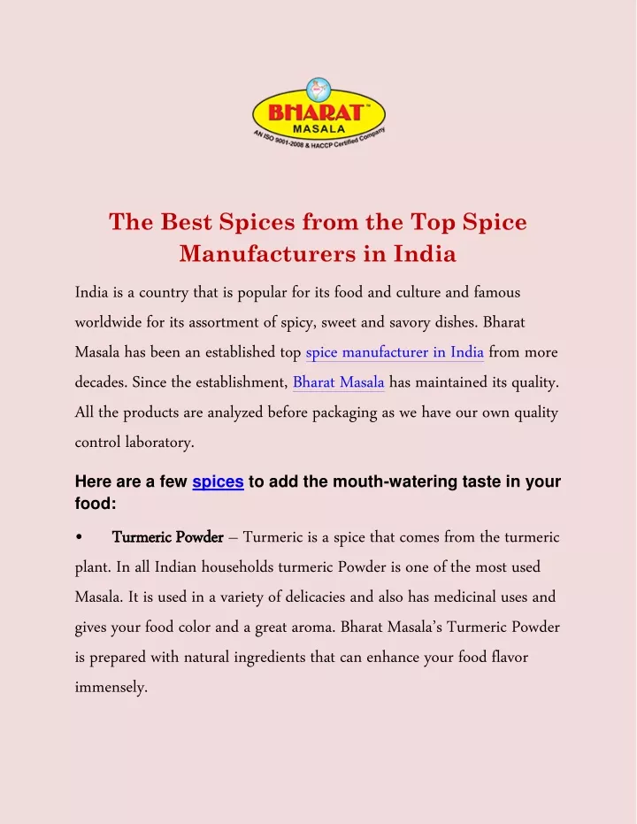 the best spices from the top spice manufacturers