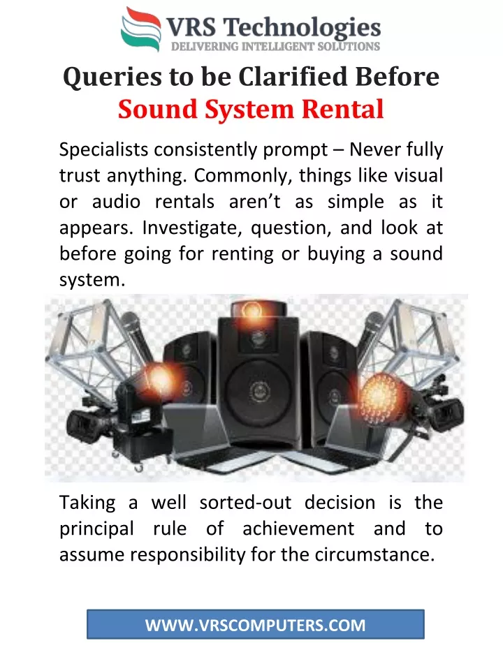 queries to be clarified before sound system rental