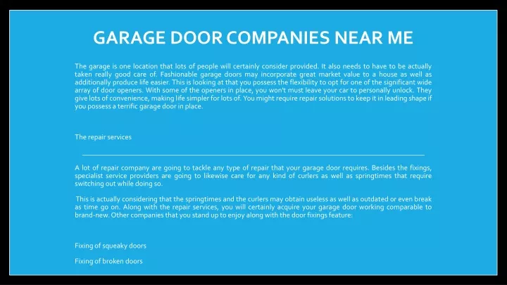 garage door companies near me