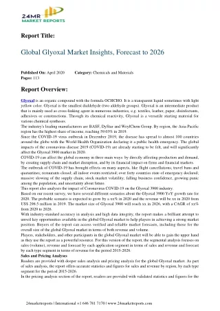 Glyoxal Market Insights, Forecast to 2026