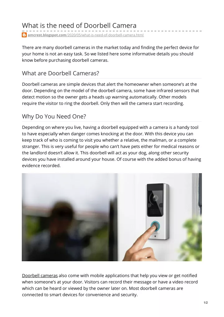 what is the need of doorbell camera