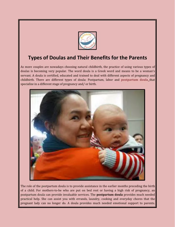 types of doulas and their benefits for the parents