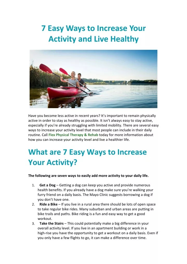7 easy ways to increase your activity and live