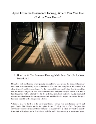 apart from the basement flooring where