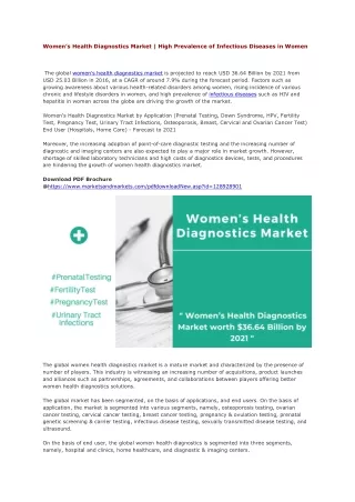 Women’s Health Diagnostics Market | High Prevalence of Infectious Diseases in Women