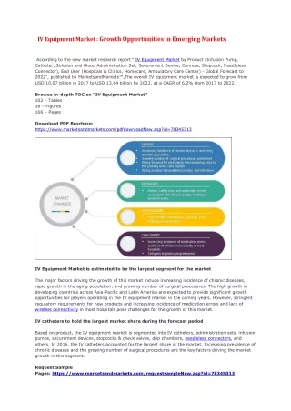 IV Equipment Market : Growth Opportunities in Emerging Markets