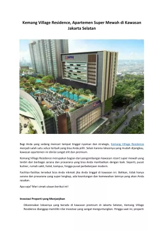 Kemang village residence jakarta selatan