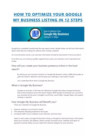how to optimize your google my business listing