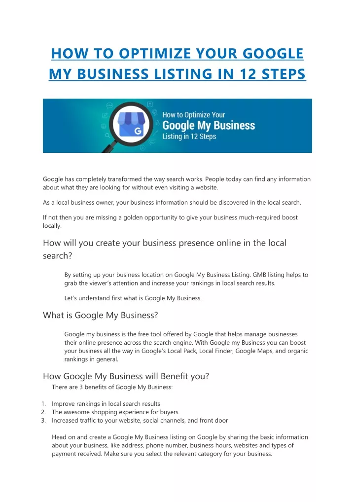 how to optimize your google my business listing