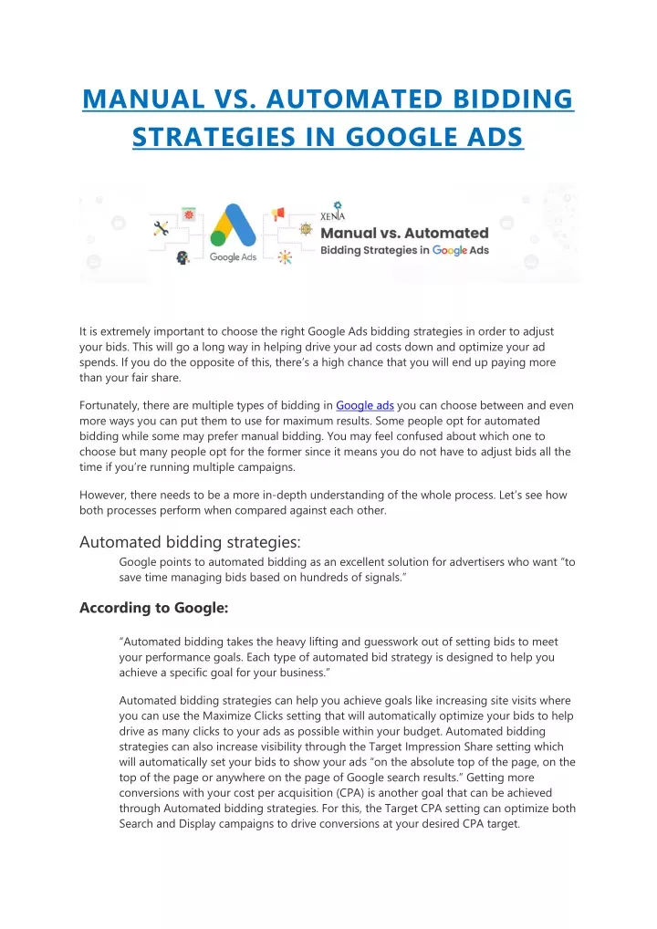 manual vs automated bidding strategies in google