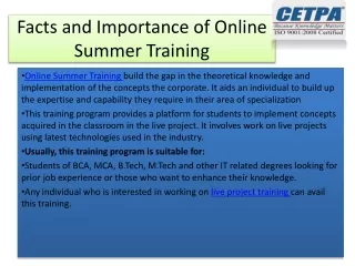 facts and importance of online summer training