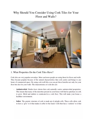 why should you consider using cork tiles for your