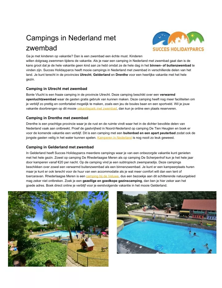 campings in nederland met zwembad