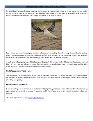 what you should know about pest control services