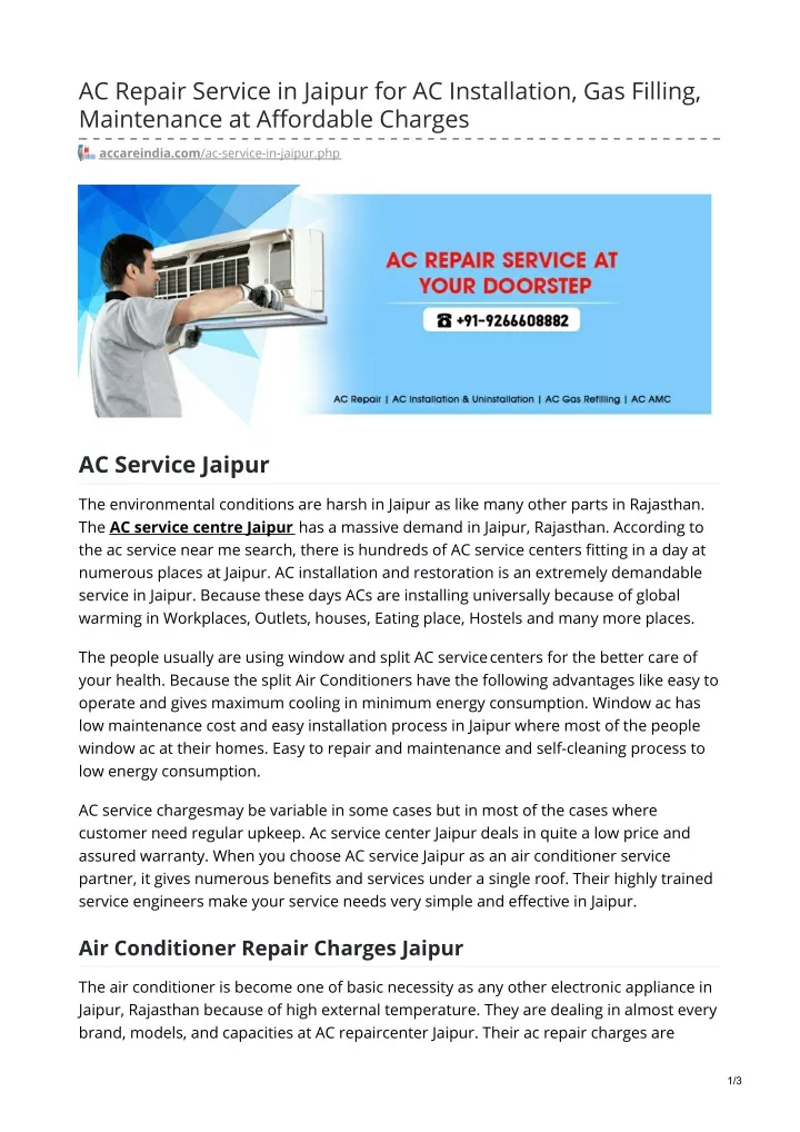 ac repair service in jaipur for ac installation