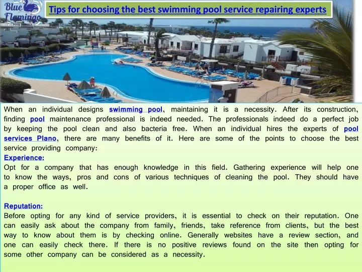 tips for choosing the best swimming pool service