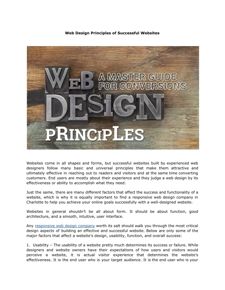 web design principles of successful websites