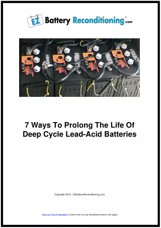 7 Ways To Prolong The Life Of Deep Cycle Lead-Acid Batteries