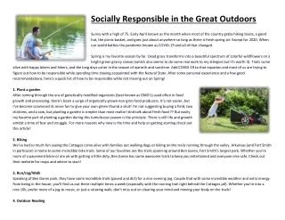 Socially Responsible in the Great Outdoors