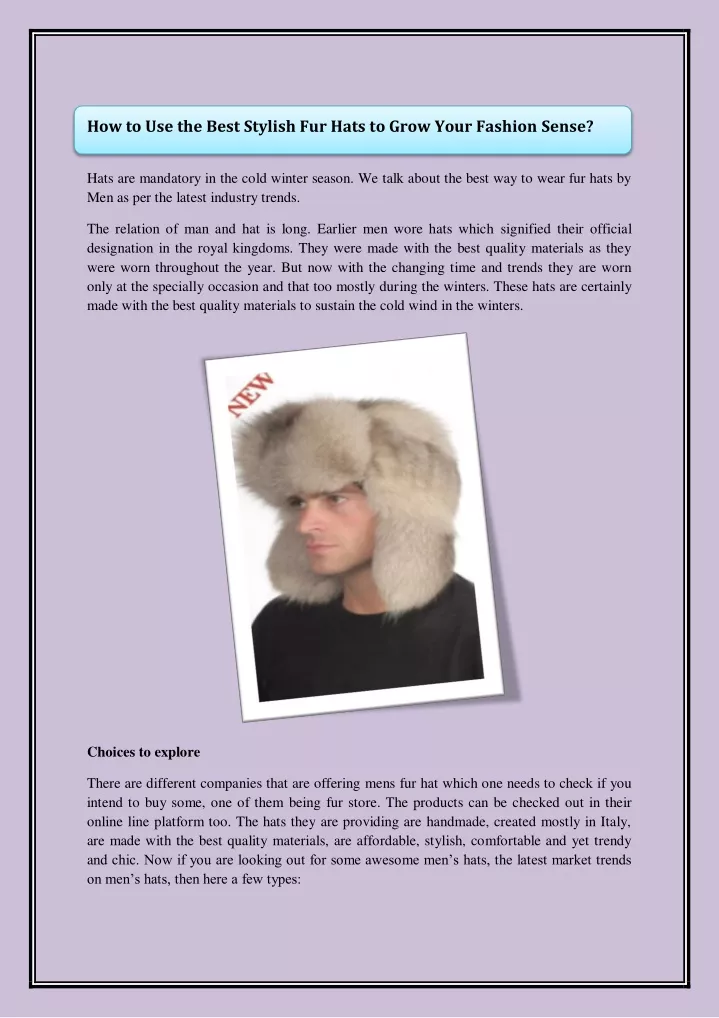 how to use the best stylish fur hats to grow your