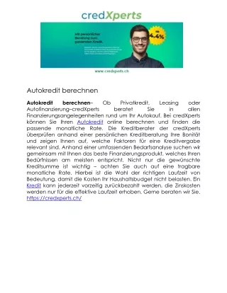 autokredit berechnen