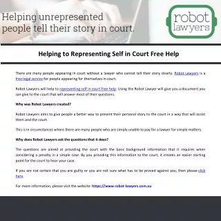 Helping to Representing Self in Court Free Help