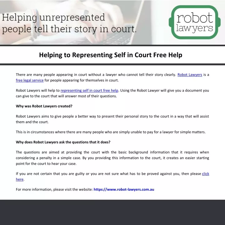 helping to representing self in court free help