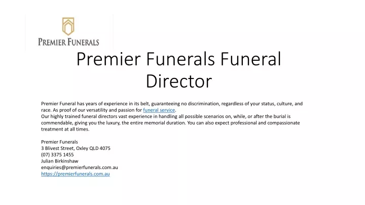premier funerals funeral director