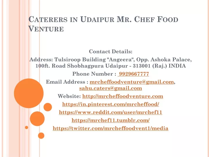 caterers in udaipur mr chef food venture